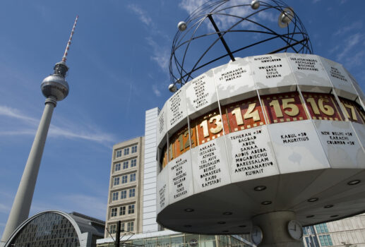 Berlin, Germany - World clock and TV tower at Alexanderplatz