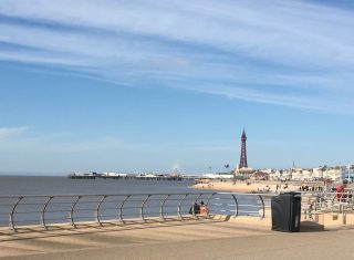 Blackpool boulevard on a sunny day featuring blackpool tower