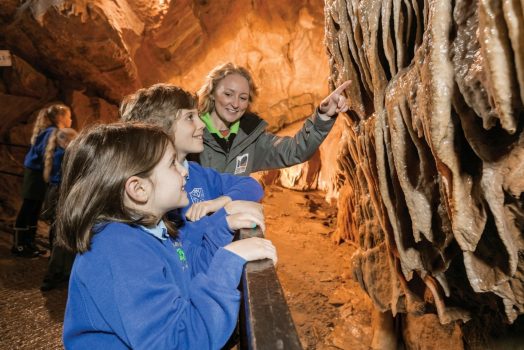 Children learning about caves at Cheddar Gorge Museum